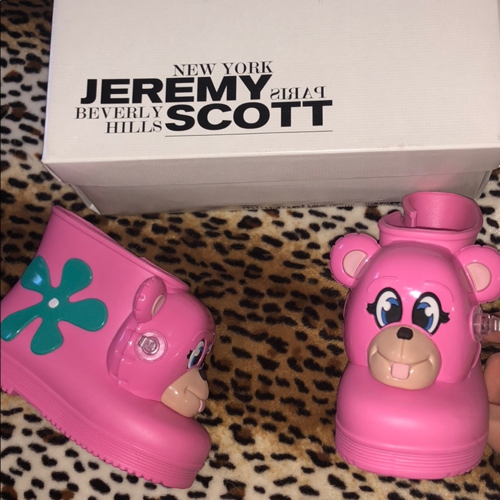 Jeremy Scott Melissa rubber monkey rain boots pink